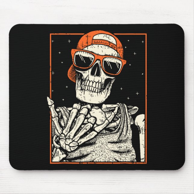 Mousepad Rocker Skeleton Rocha Sobre O Dia Das Bruxas (Frente)