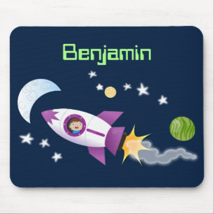 Mousepad Rockets em ilustração de desenhos animados espacia