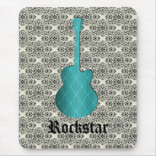 Mousepad Rockstar Damask Guitar Mousepad, Turquesa