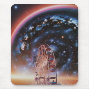 Mousepad Roda Gigante Cósmica Sob uma Galáxia Neon