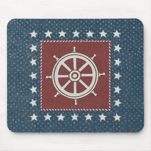Mousepad Roda litoral do navio da arte | no vermelho (Frente)