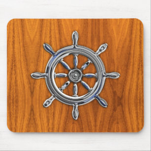 Mousepad Roda náutica prateada no Impressão de folheto de