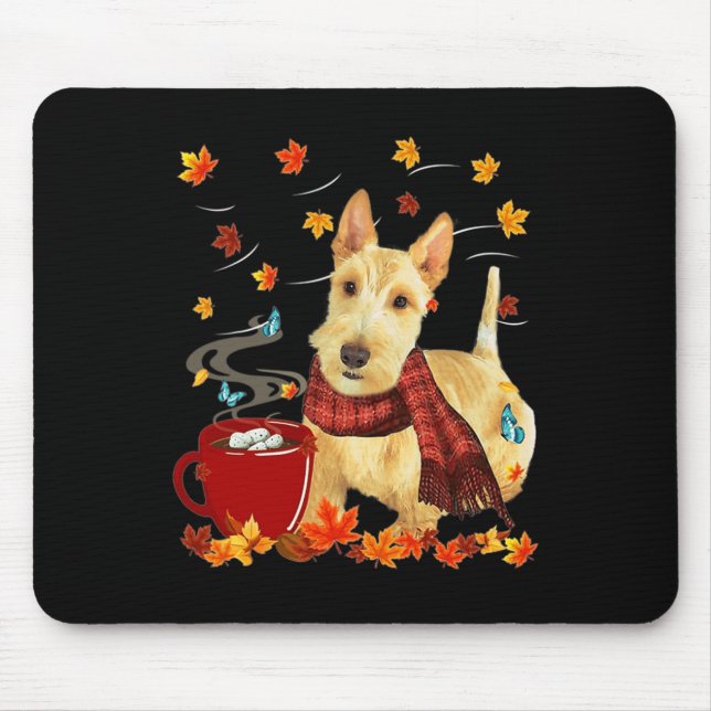 Mousepad Roda Scottish Terrier - Queda - Chocolate - Quente (Frente)