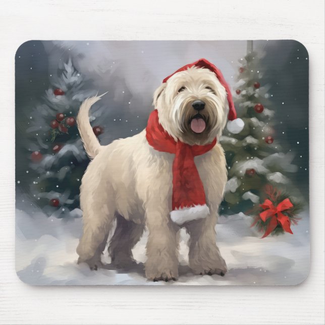 Mousepad Roda Terrier Dog no Natal da Neve (Frente)