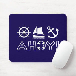 Mousepad Roda, veleiro, Anchor Ahoy! Branca