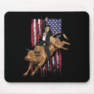 Mousepad Rodeo Bull Rider Trump American Flag Cowboy Bull R