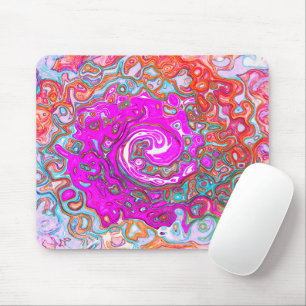 Mousepad Rodovalho Abstrato da Groovy Roxo e Laranja