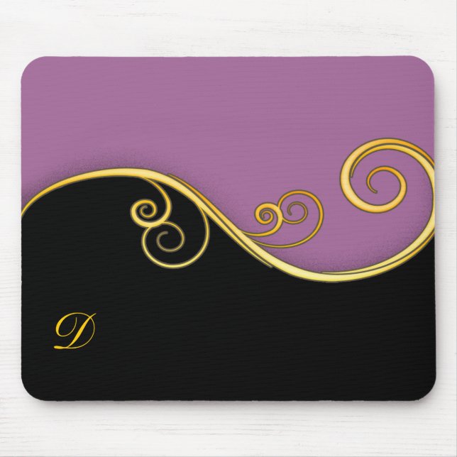 Mousepad Rodovalho preto púrpura com inicial (Frente)