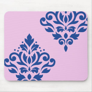 Mousepad Rolar Damask Art I Blue em rosa