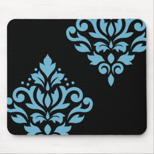 Mousepad Rolar Damask Art I Blue on Black