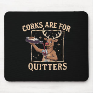 Mousepad Rolhas de vinho para beber renas do Natal retrô sã