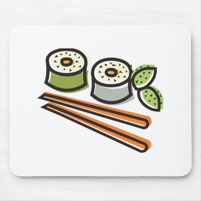 Mousepad rolinhos de sushi e pauzinhos (Frente)