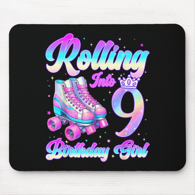 Mousepad Rolling Into 9 Year Old Roller Skating 9th Birthda (Frente)