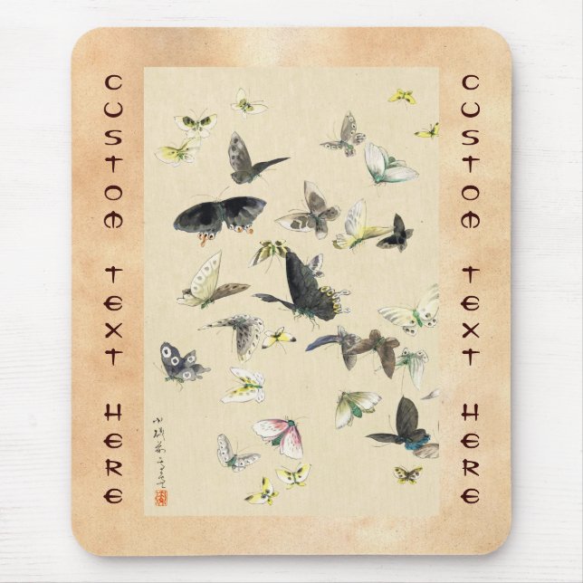 Mousepad Rolo japonês legal da borboleta do ukiyo-e do (Frente)