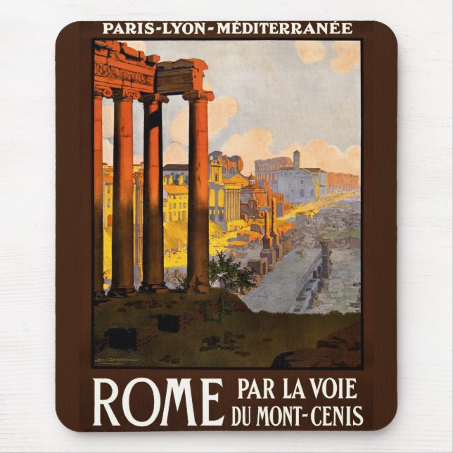 Mousepad Roma no poster de viagens 1920 de Voie do La da (Frente)