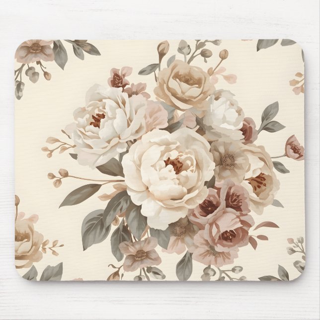 Mousepad Romantic Vintage Floral Bouquet Pattern (Frente)
