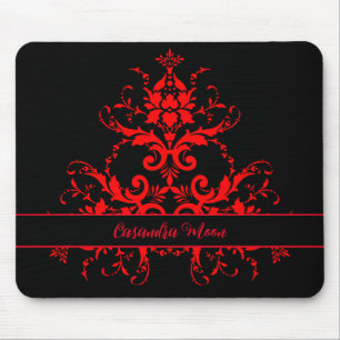 Mousepad Romântica, Elegante Vintage Red Damask