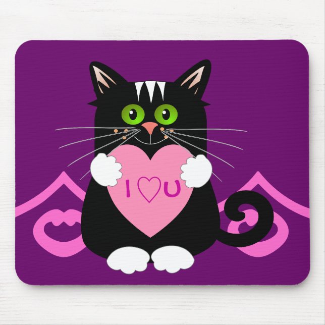 Mousepad romântico com gato (Frente)