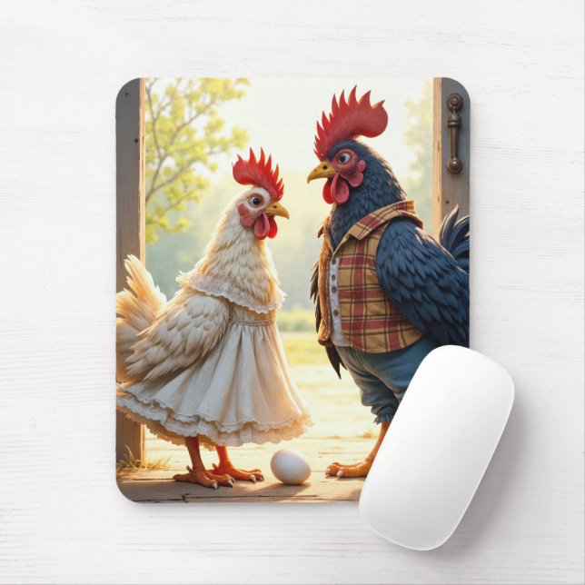 Mousepad Rooster e Hen Humor (Com mouse)