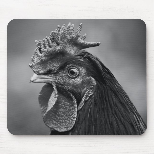 Mousepad Rooster Preto e Branco (Frente)