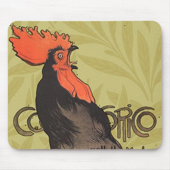 Mousepad Rooster Steinlen Cocorico Arte Francesa (Frente)