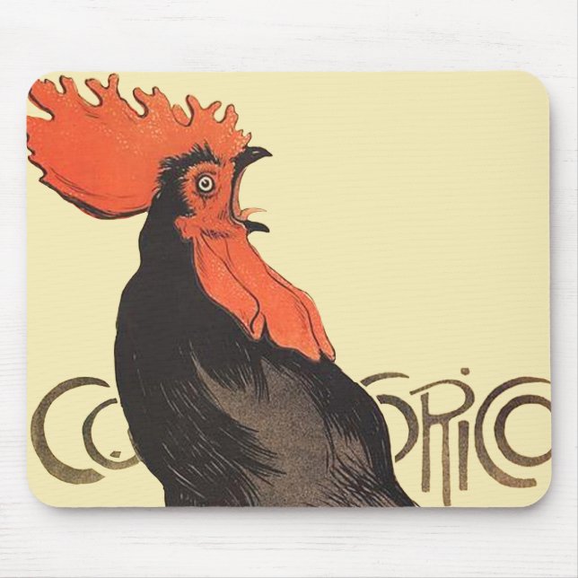 Mousepad Rooster Steinlen Cocorico Arte Francesa (Frente)