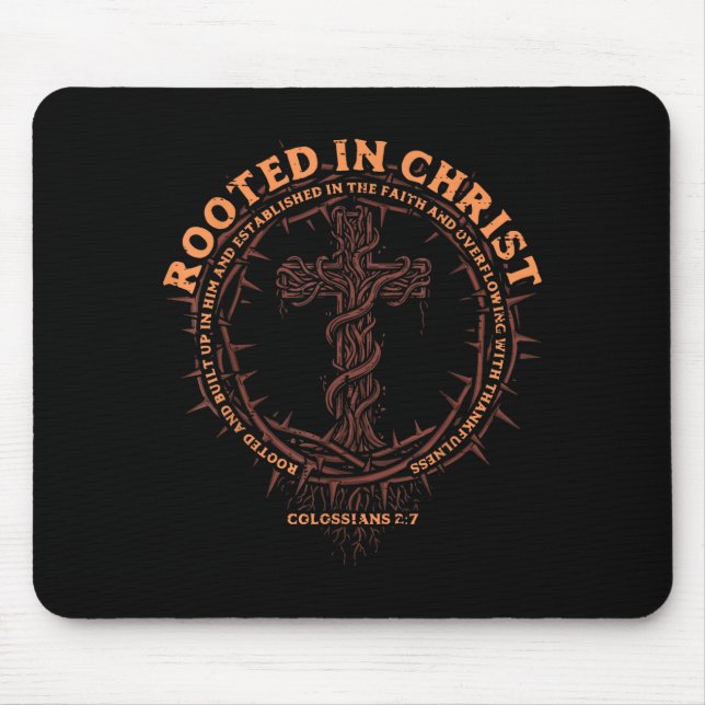 Mousepad Rooted In Christ Christian Religious God Men Women (Frente)