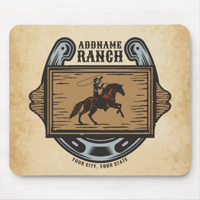 Mousepad Roping Cowboy ADD NAME Western Family Horse Rankin (Frente)