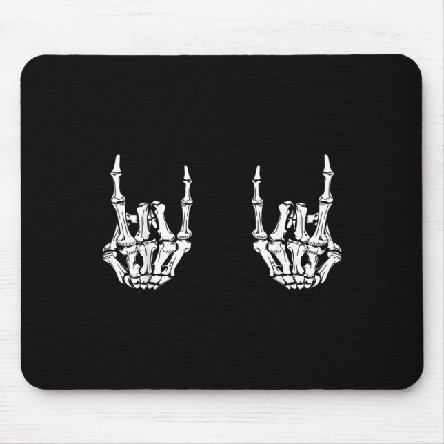 Mousepad Roque Em Estrela do Rock Esqueleto Mãos Rocker Eng (Frente)