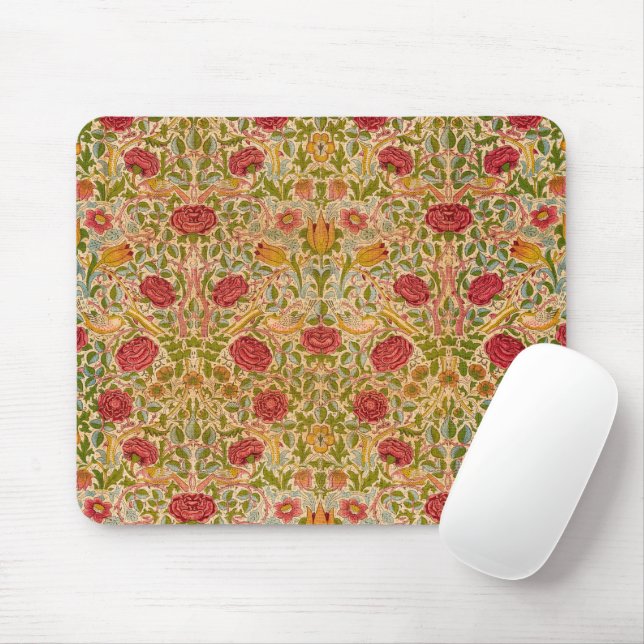 Mousepad Rosa, 1883, por William Morris (Com mouse)