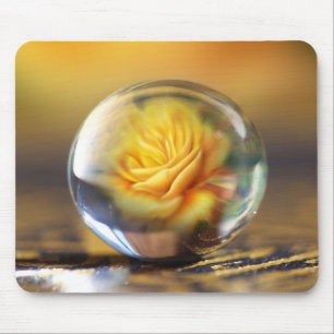Mousepad Rosa amarelo em uma bola de vidro