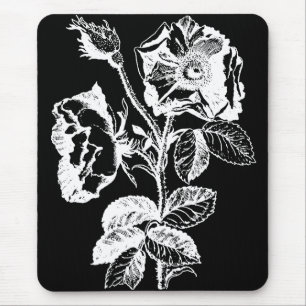 Mousepad Rosa Antiga Preta Gótica