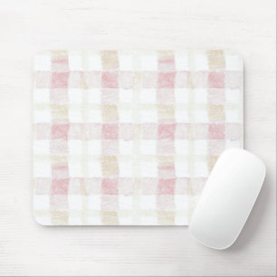 Mousepad Rosa Bege Branco Xadrez Listras