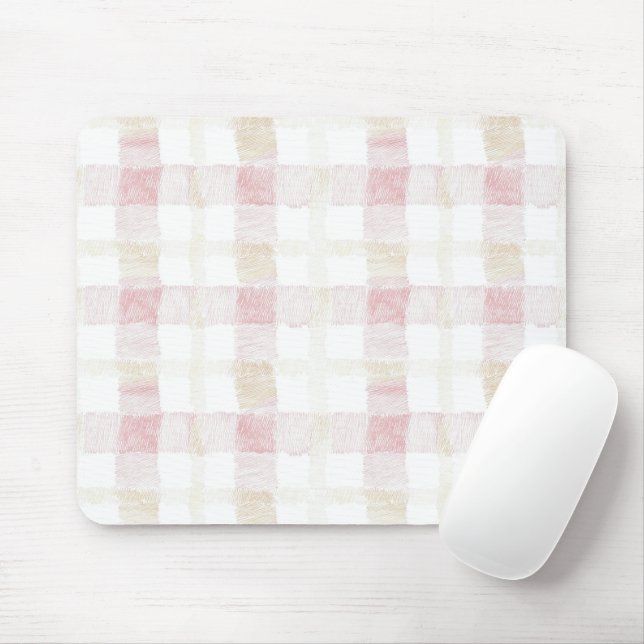 Mousepad Rosa Bege Branco Xadrez Listras (Com mouse)