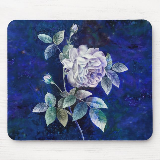 Mousepad Rosa Branca em um Fundo Texturizado (Frente)