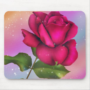 Mousepad Rosa Brilho Rosa Arco-íris Floral Pastel