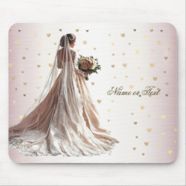 Mousepad Rosa Casamento no inverno Noiva Ouro Shiny Heart P