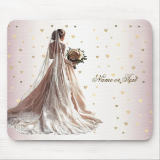 Mousepad Rosa Casamento no inverno Noiva Ouro Shiny Heart P