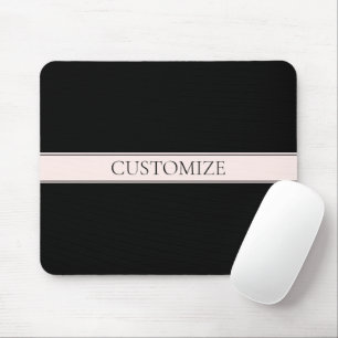 Mousepad Rosa claro Blush Stripe e Texto Editável Elegante