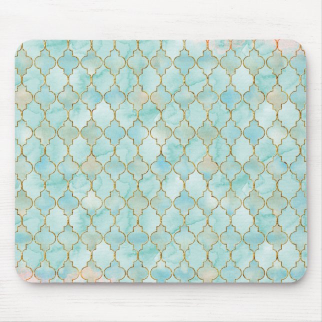 Mousepad Rosa claro e padrão Aqua Maroccan (Frente)