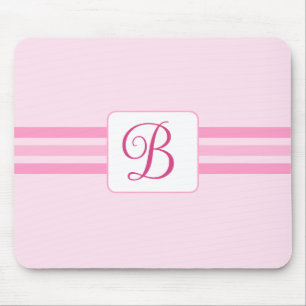Mousepad Rosa claro Elegante Rico Striped Inicial