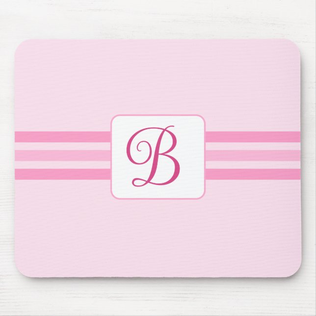 Mousepad Rosa claro Elegante Rico Striped Inicial (Frente)