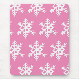 Mousepad Rosa com Flocos de Neve