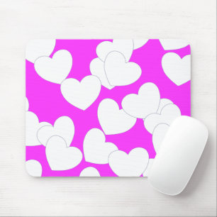 Mousepad Rosa Com Grande Coração Branco