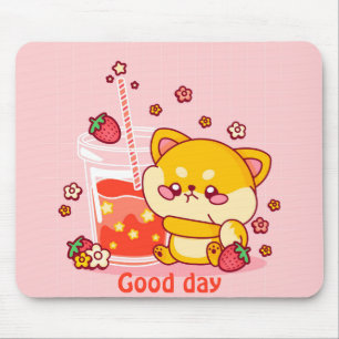 Mousepad Rosa Cute Kawaii Shiba Inu