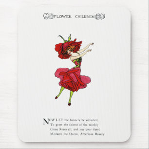 Mousepad Rosa de Beleza Americana, Arte do Livro de Flores