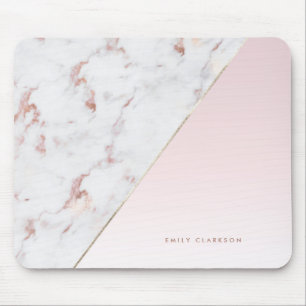Mousepad Rosa de chic moderno Dourado Marble e Pink Persona