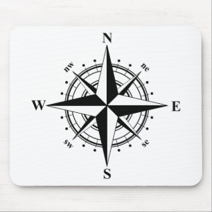 Mousepad Rosa de Compass - preto e branco