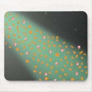 Mousepad rosa de folhas de outono à luz da lua