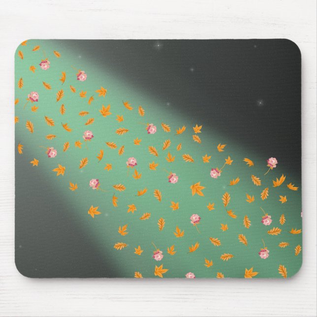 Mousepad rosa de folhas de outono à luz da lua (Frente)